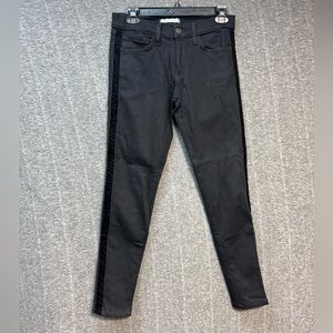 PRINCIPAL Black Skinny Jeans with Velvet Stripe